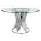 Armen Living Petal Modern Glass and Stainless Steel Round Pedestal Dining Table LCPTDIGLBS - alternate 1